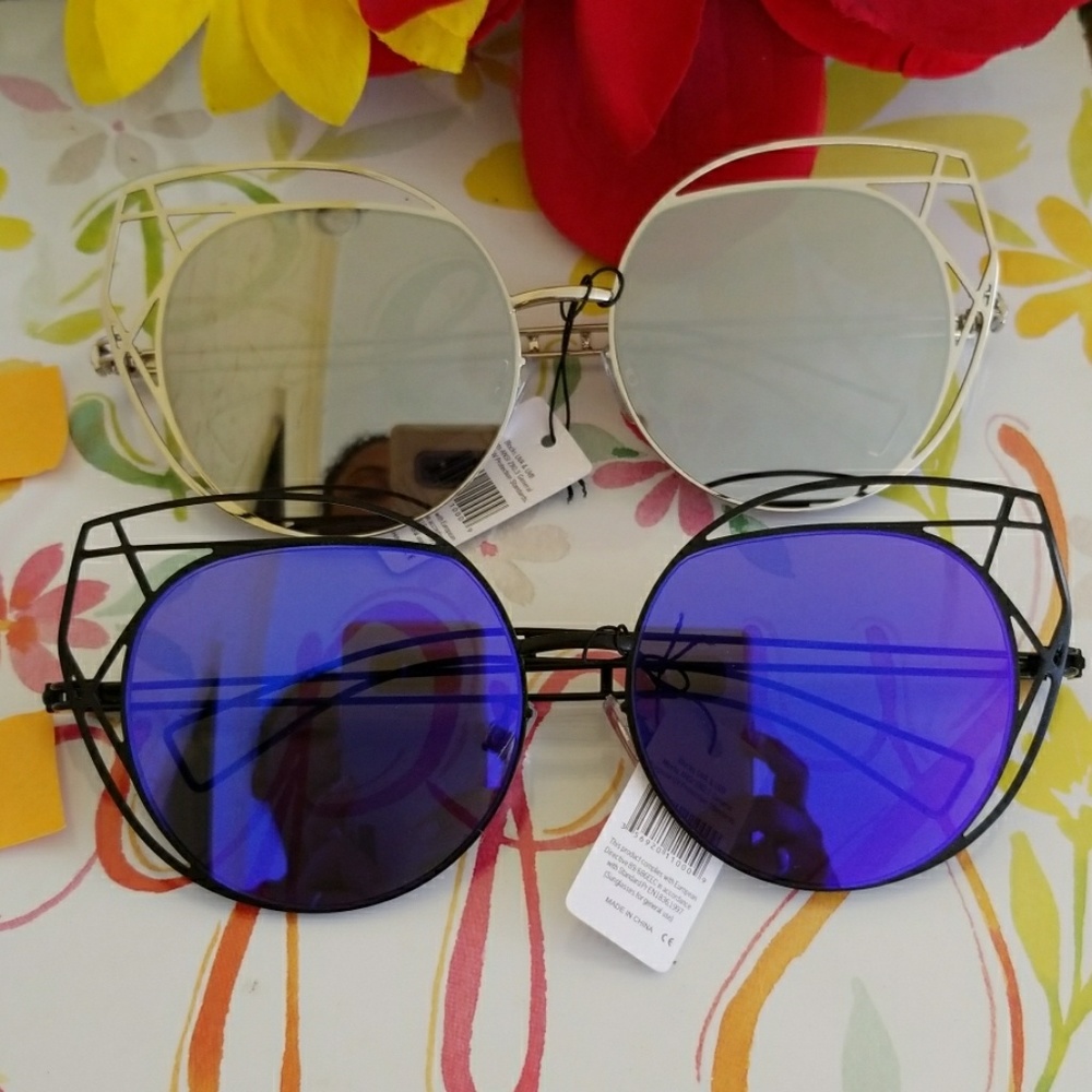 2021  Wire Cat Eye Frame Sunglasses Fashion Eyewea - Picture 4 of 5